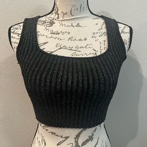 TWIIN Black Ribbed Women's Crop Top